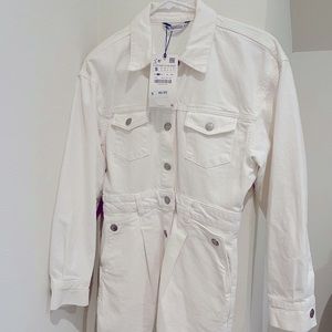 White Zara denim mini dress